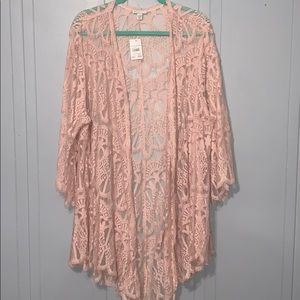 Cato blush lace cardigan